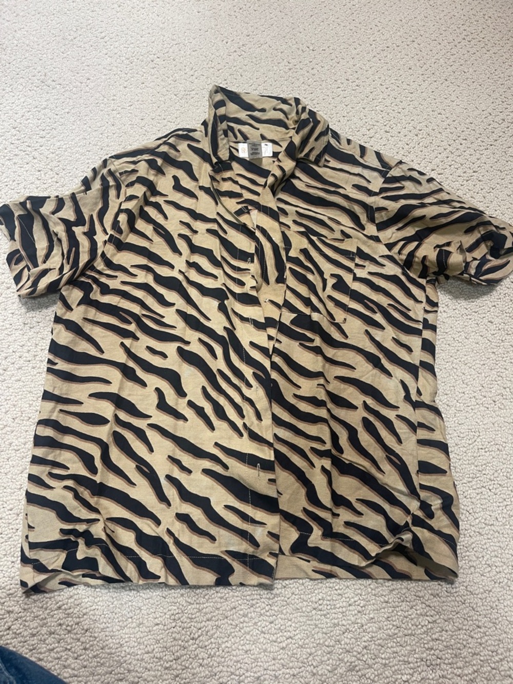 Beach Riot Tan and Black Zebra-Print Button-Up Shirt
